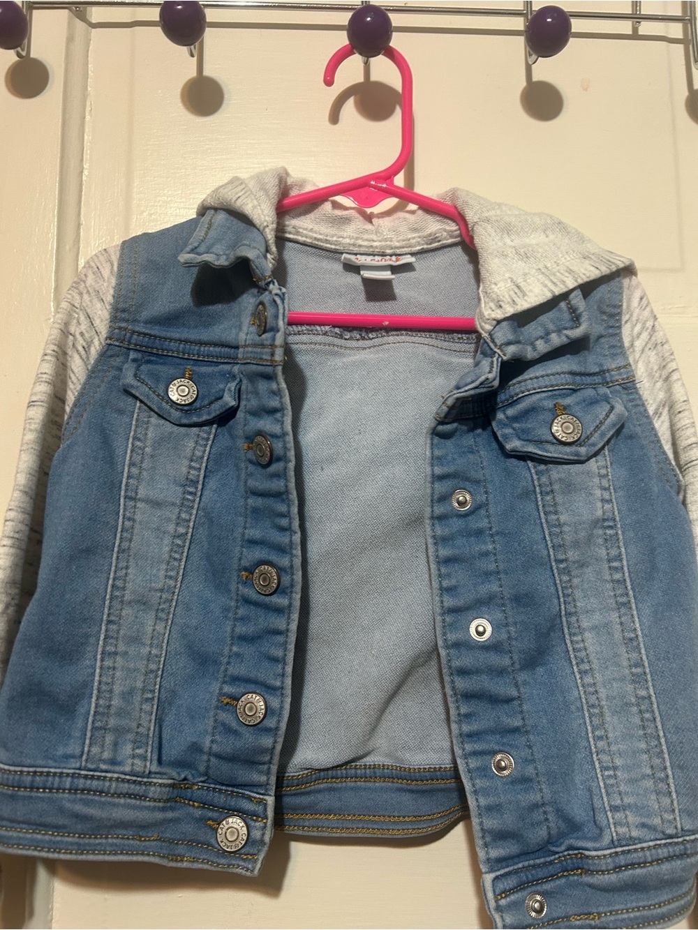Cat & Jack Blue Denim Jacket with Gray Hooded Sleeves